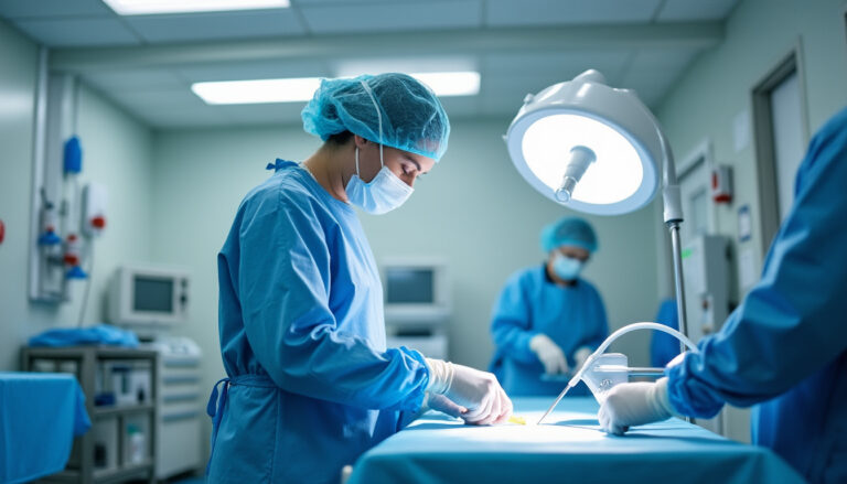 Infirmier préparant un pansement à domicile