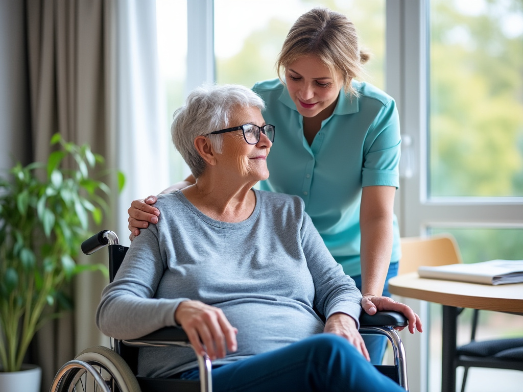 Personne âgée accompagnée par un proche aidant