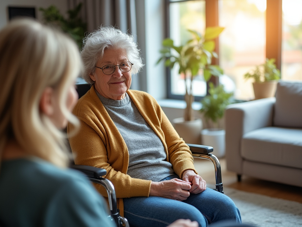 Personne âgée accompagnée par un proche aidant