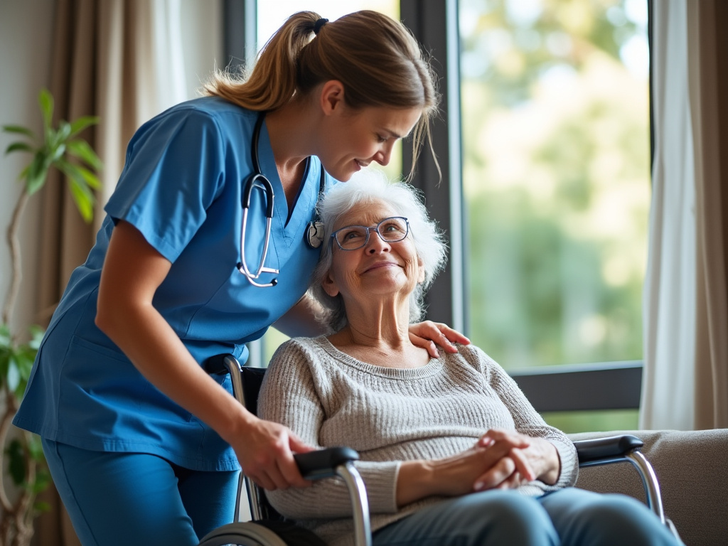 Patient âgé accompagné par un infirmier à domicile