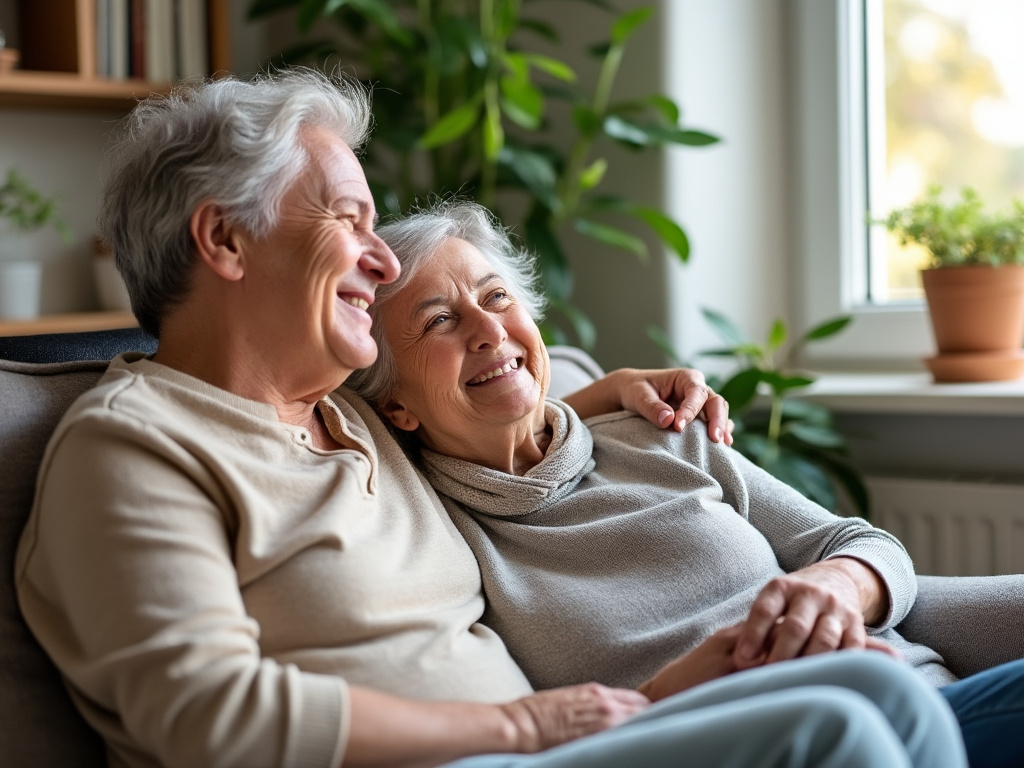 Personne âgée accompagnée lors d’un soin à domicile