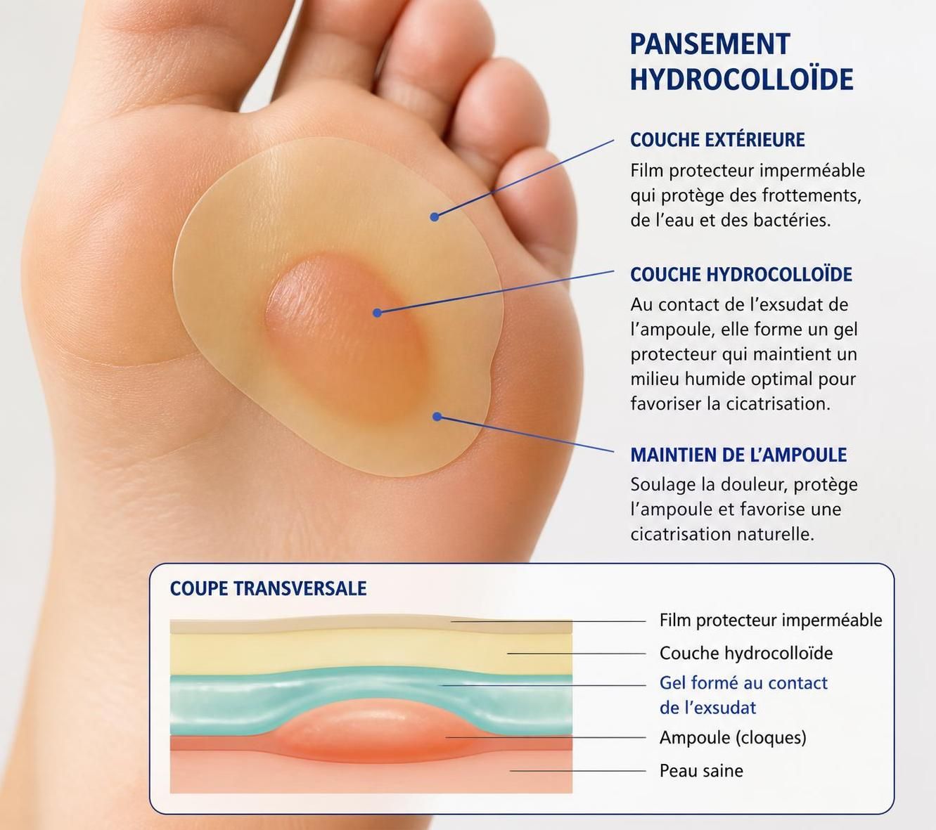 découvrez comment choisir un pansement hydrocolloïde adapté pour traiter efficacement vos ampoules et favoriser une guérison rapide et sans douleur.